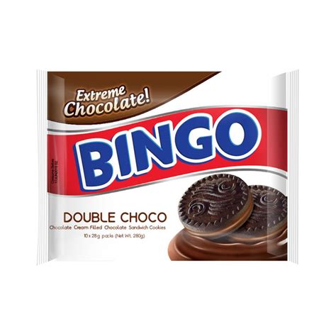 BINGO COOKIE SANDWICH DOUBLE CHOCO 28GX10S.